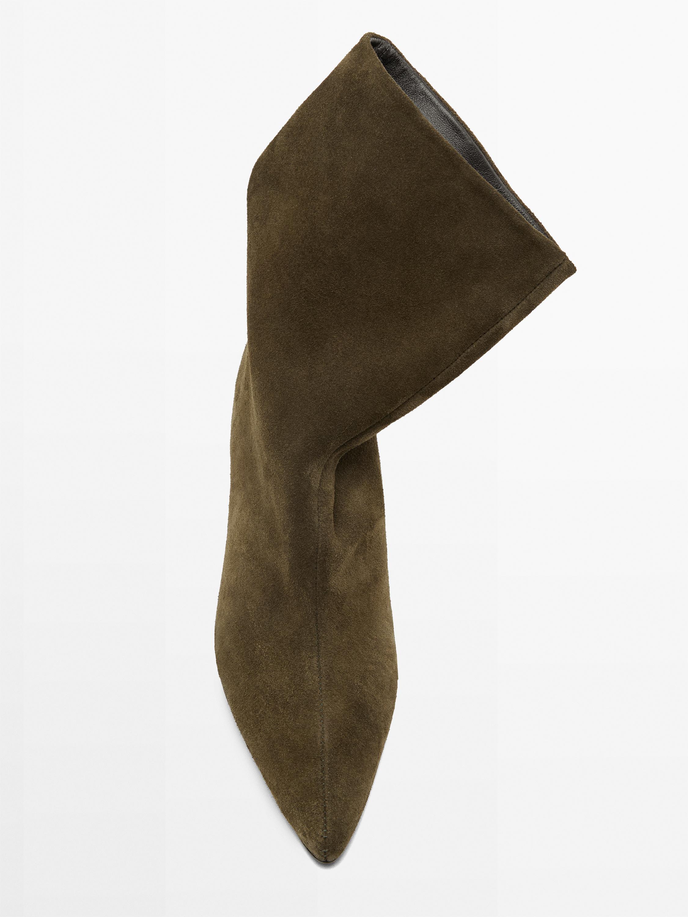 Bottines croûte de cuir talon